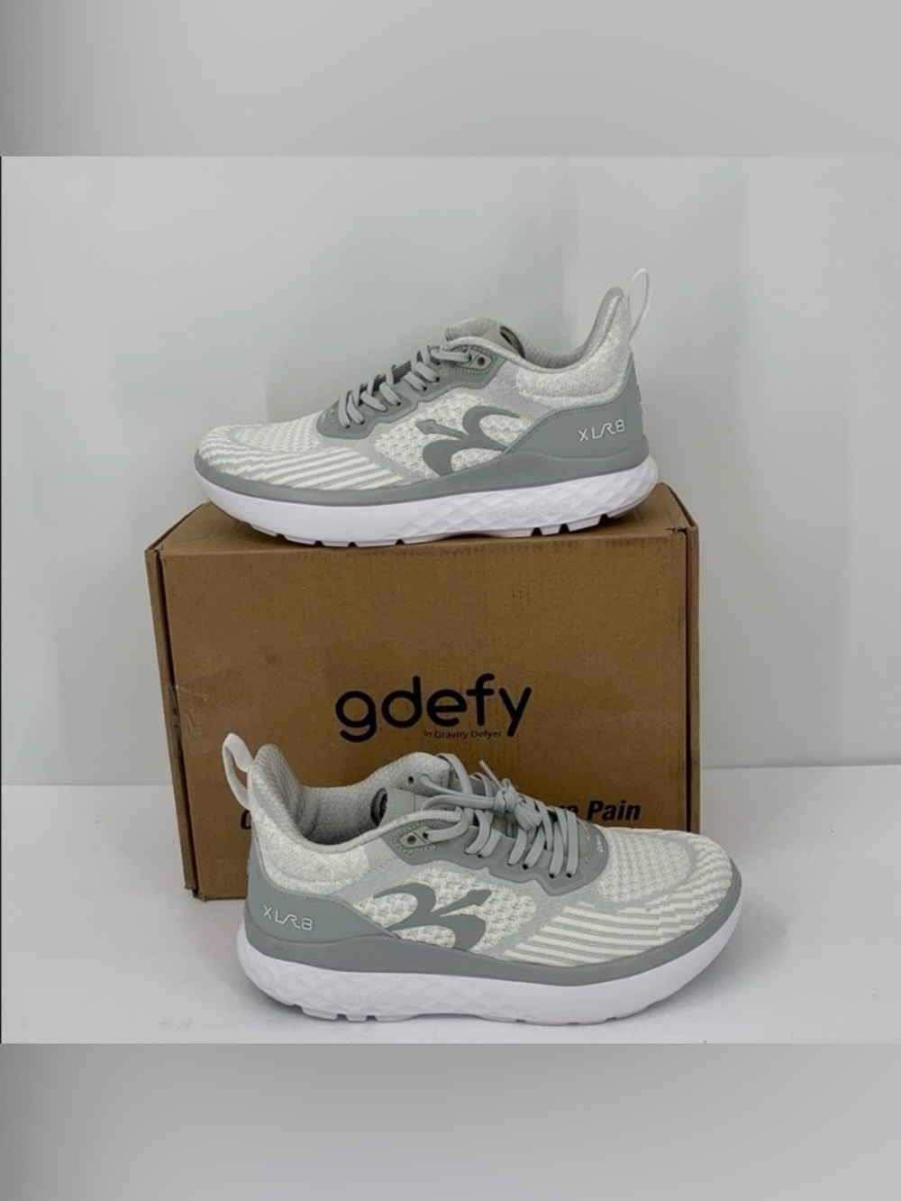GDefy Gravity Defyer running shoe sneaker gray white walking women new 10 WIDE